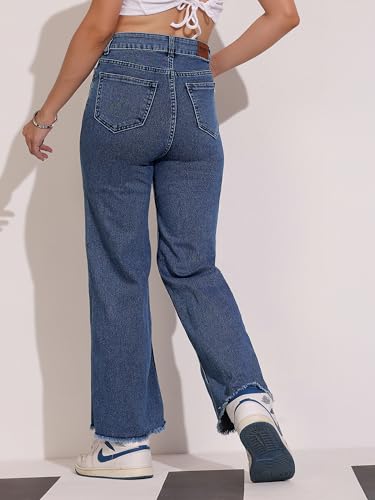 Image of Dolce Crudo Boot Cut High Rise Cropped Jeans for Women