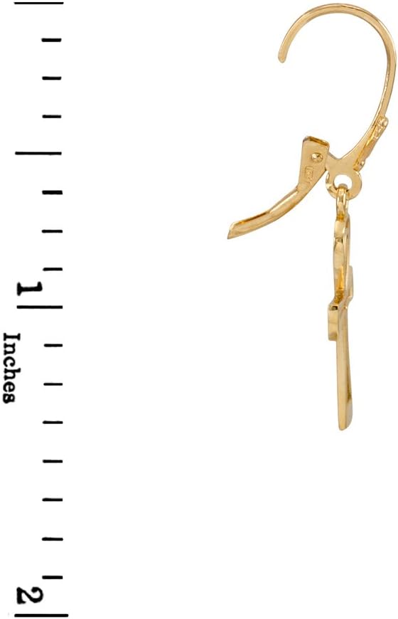 10k Yellow Gold Egyptian Ankh Cross Lever back Earrings