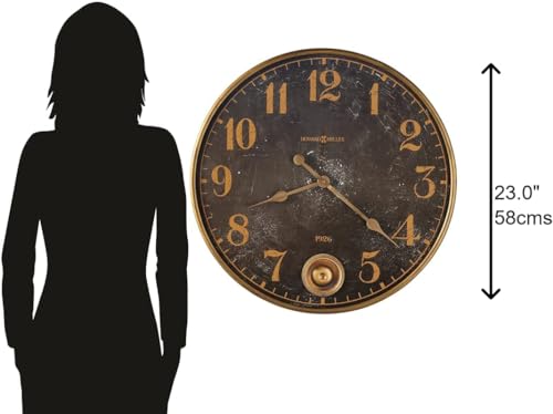 Howard Miller Case Wall Clock II 549-539 – Brass Finished Metal Frame, Aged Black Dial, Antique Home Décor, Brass Finish Pendulum, Quartz Movement by Howard Miller - Used condition - Image 2