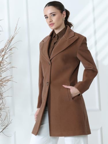 Image of PLAGG Women's Notched Lapel Long Overcoat