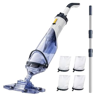 Pool Vacuum for Above Ground Pool, JESIMAIK 18.5 GPM Powerful Suction Pool Vacuum with Telescopic Pole, 60min Runtime Dual Head Rechargeable Pool Cleaner,Ideal for Leaves, Debris