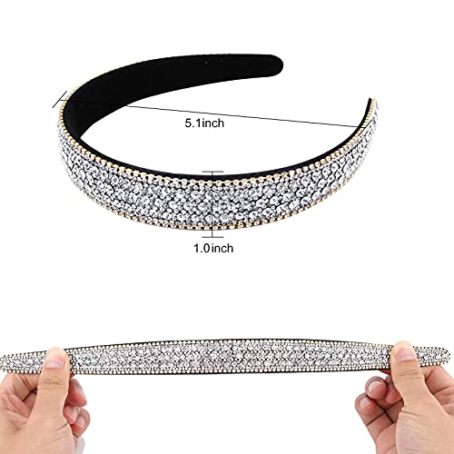 Wecoe Rhinestone Headband Women Girls Fashion Headband Silver Headband Bling Sparkly Crystal Diamond Headband Thin Hair Band Holiday Birthday Gift Halloween Hair Accessories For Women Girls (Silver) #TOP2