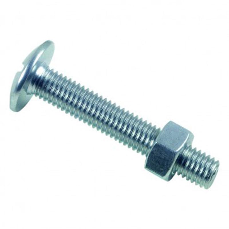 Boulon poêlier tête ronde large fendue en croix NFE 25129 ISO 4032 Zingué - 10 x 100 mm- Vendu par 50