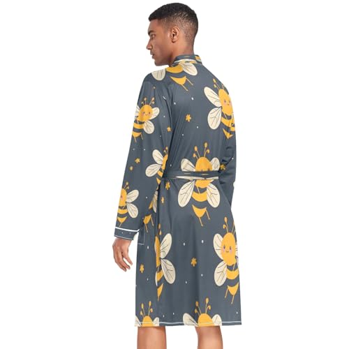SUABO Men's Robe Lightweight Bathrobe Spa Bathrobe Honey Bee2