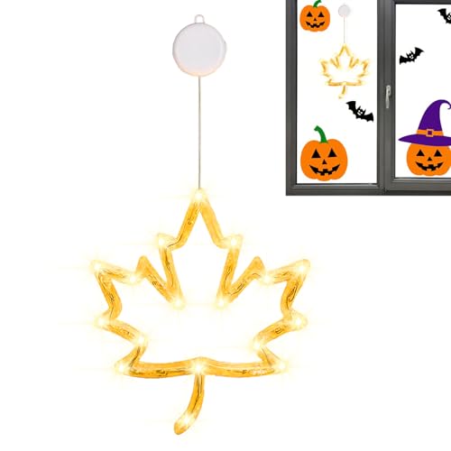 Generico Luces para ventana de Halloween, LED interior con ventosas – Luces LED impermeables para porche, patio, ventana, dormitorio, puerta de entrada o fiesta