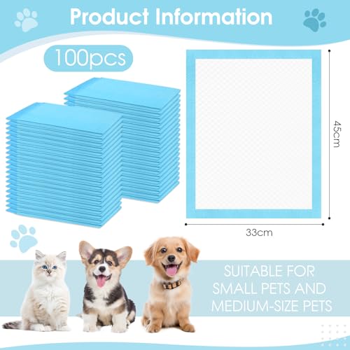 Otauoaea Hundetrainingspads 100 Stück, 33x45cm Einweg PIPI-Matten für Welpen & Kleine Hunde, 5-lagige Auslaufsichere & Schnell Trocknende Unterlage für Welpentraining, Käfig, Auto und Zuhause