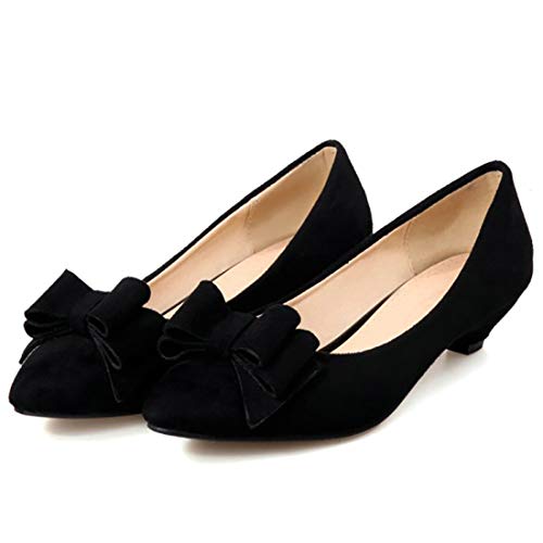 MAVMAX Women's Kitten Heel Pointed Toe Pumps with Bow Comfortable Shoes2
