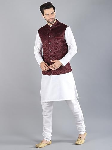 Image of Uri and MacKenzie Men's Silk Blend Kurta Pajama with Designer Ethnic Nehru Jacket /Modi Jacket