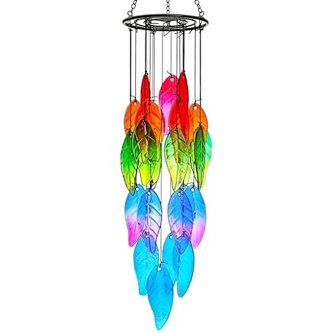 18'' Stained Glass Rainbow Leaves Wind Chimes Cover