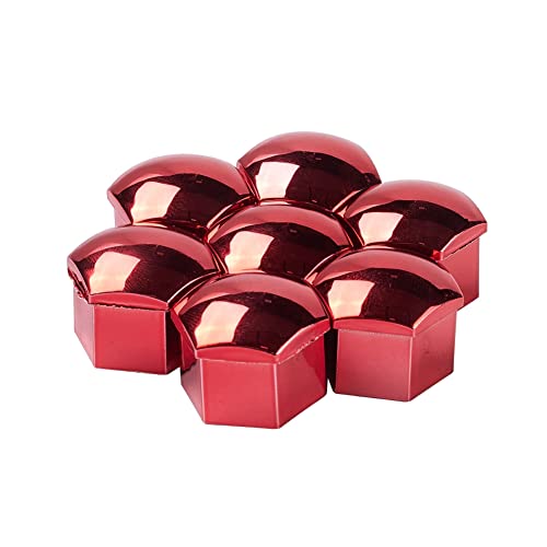 Image of Blueshyhall 17mm Wheel Lug Nut Cover Bolt Caps Anti-Rust Car Tire Nut Cover with Removal Tool (Pack of 20) - Chrome Red