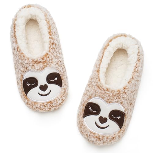 Image of Cozylook Cute Animal Slippers for Women and Kids Fuzzy Non Slip Soft Sole | Warm plush lining, gripper dots, playful animal details, machine wash cold, toddlers teens and adult women, indoor use