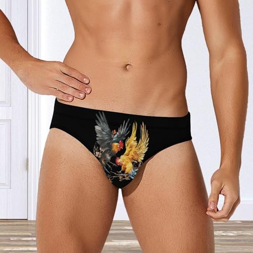 Rooster Chicken Fight Novelty Men's Swimming Brief Swimwear Pants Trunks Beach Shorts Underwear4