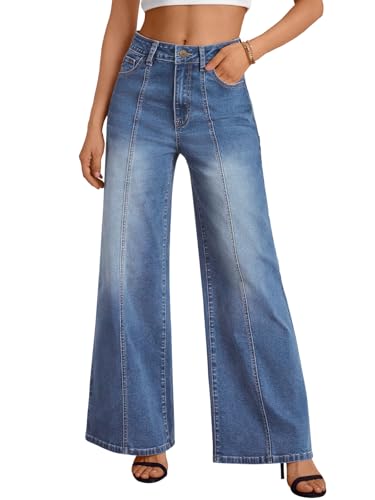 Trendy Queen Women's Wide Leg Baggy Jeans - High Waisted