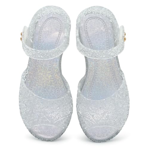Image of techcity Princess Girls Sandals Dress Up Dance Party Cosplay Jelly Shoes for Kids Toddler Mary Janes
