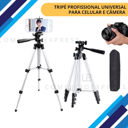 Tripé Celular Profissional Ajustável Extensível 35-103cm Suporte Universal Compatível iPhone Android