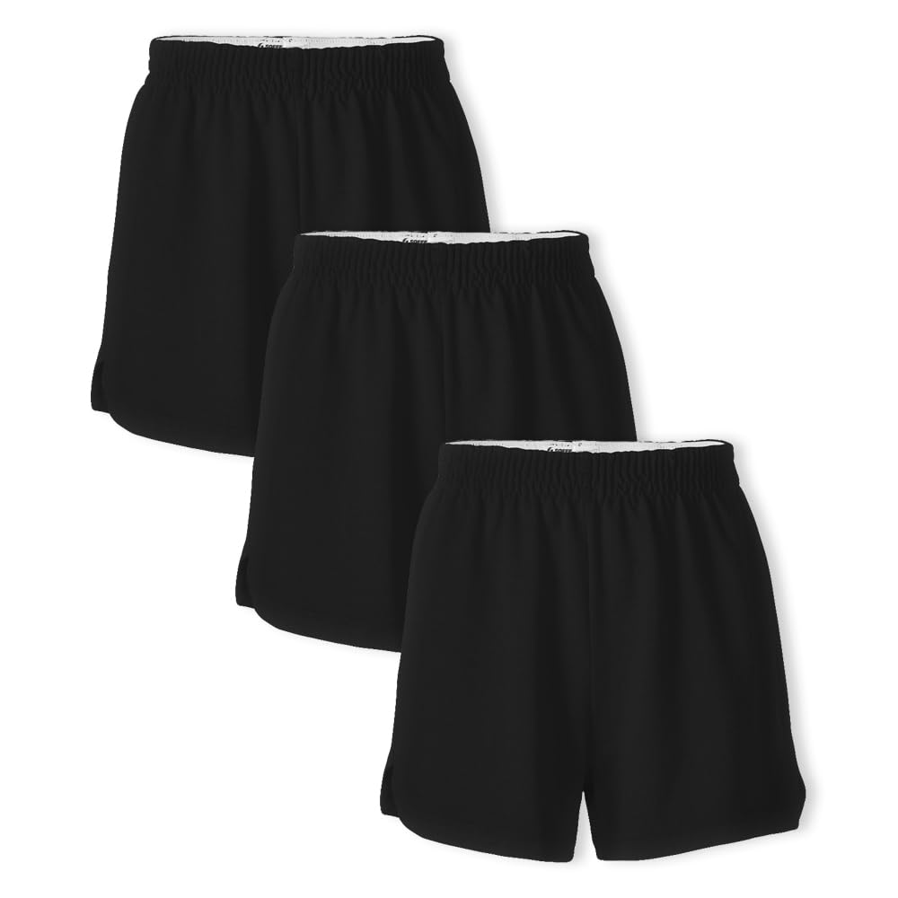 Soffe Youth Girls' Authentic Cheer Shorts, Athletic Cotton Blend, 2.75” Inseam, 3 Pack