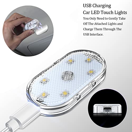 2 Piezas Luces Led Interior del Coche,Blanco Iluminación Ambiental Interior del Coche,Luz de Lectura Interior de automóvil Recargable por USB - imagen 4