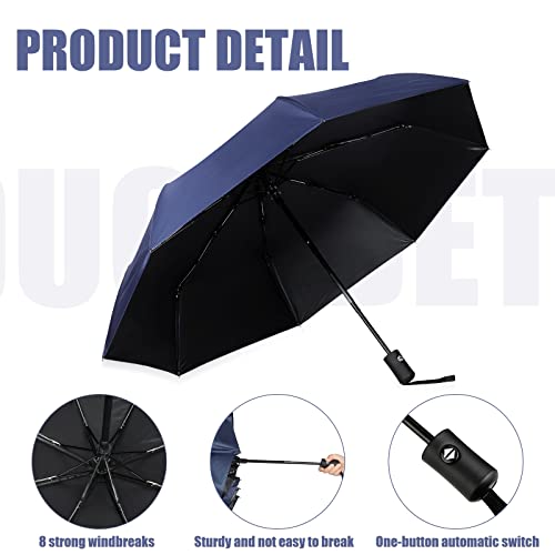 Jexine 6 Pcs Travel Umbrella Automatic Open Close Compact Umbrella Windproof Small Light Backpack Purse Car Portable Collapsible Umbrella For Rain, Men Women (Navy Blue) #TOP2