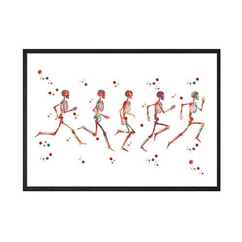  zhaoyangeng Scheletro Poster Acquerello Arte Astratta Stampa Medica per Arredamento Studio Medico Scienza Anatomica Stampa Arte 50X70Cm Senza Cornice