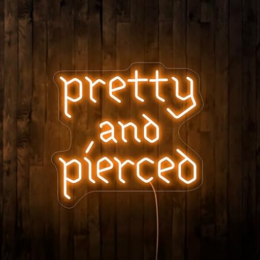Letrero de neón Pretty and Pierced, letreros de estudio de piercing, letrero de estudio de tatuaje, decoración de arte gótico | Ya disponible en tu tienda friki favorita! En mundofriki.es!