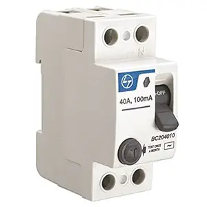 Lauritz Knudsen (Formerly L&T Switchgear Business) 2pole 25Amp 100mA ELCB | White, (BC202510, Pack of 1)