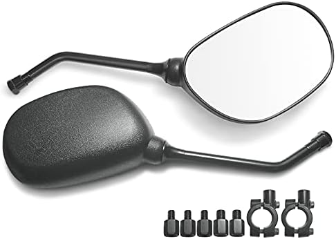 Autopher Pair Set of Motorcycle ATV Side Rear View Mirror with Black Bolts 7/8" Handle Bar Mount Clamp, Compatible with Scooter Moped Polaris Dirt Bikes