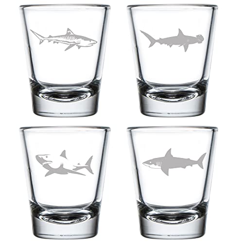 Image of MIP Set of 4 Shot Glasses 1.75oz Shot Glass Sharks