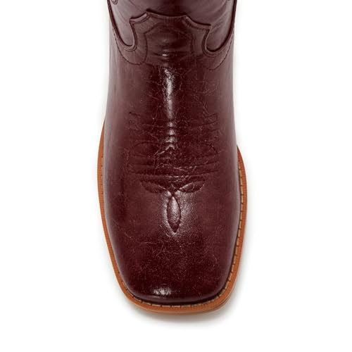 Image of Cowgirl Boots Square Toe Cowboy Boots For Women Ladies Mid Calf Low Heel Flat