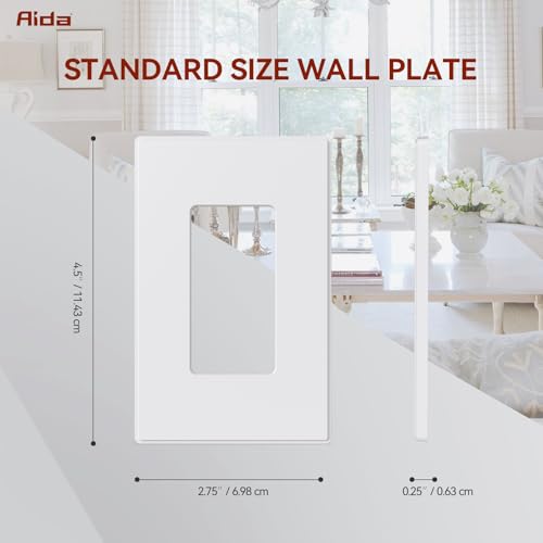 AIDA 1-Gang Screwless Light Switch Cover Plate, Standard Decorative Outlet Covers - Matte White, 100-Pack Unbreakable Polycarbonate Wall Plates for Decorator Device, UL Listed, 4.5" H x 2.75" L by AIDA - Image 2