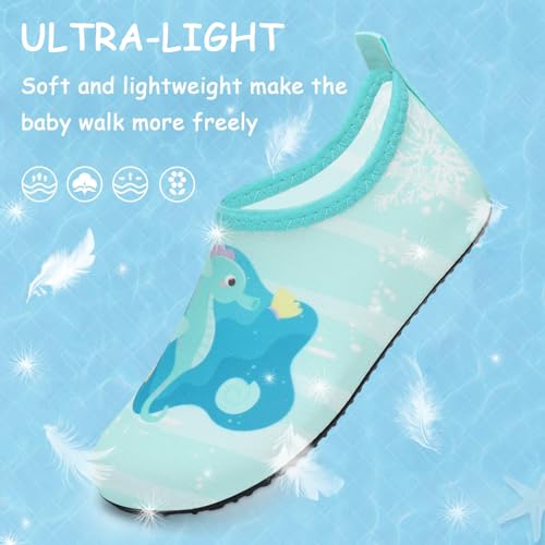 Image of ANLUKE Kids Boys Girls Water Shoes Barefoot Aqua Socks Fast Dry Beach Swim Outdoor Sports Shoes for Toddler Seahorse 26 /27