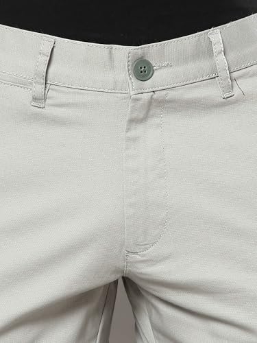 Image of COOL COLORS Men's Light Grey Narrow Fit Cotton Lycra Casual Trouser for Men