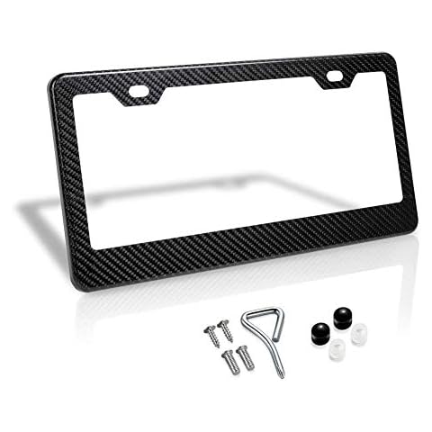 BLVD-LPF OBEY YOUR LUXURY 100% Real Carbon Fiber 2 Holes Black License Plate Frames,Car Licence Plate Covers Holders Slim Design with Chrome Screw Caps Tool Kit for US, Canada & Mexico Vehicles(1PCS) Cover