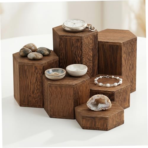 Présentoir hexagonal en bois : base de rangement pour bijoux et figurines - 5