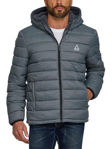 Gerry Puffer Jacket Men with Sherpa Lining and Hood – Warm Winter Coat for Men, Quilted Insulated Snow Jacket Outerwear