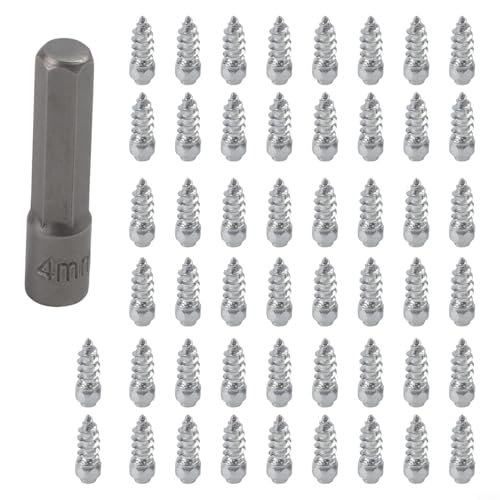 Hartmetall-Schraubspikes, 50 Stück, zur Verbesserung der Reifenhaftung auf eisigen Straßen, passend für Auto, Motorrad, ATV, Schneestiefel (50 Stück, 9 x 4 mm)