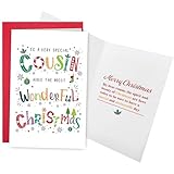 Leinessy Merry Christmas Card for Cousin, Funny Cousin Christmas Card from Sister Brother, Cute Xmas Cards for Cousins