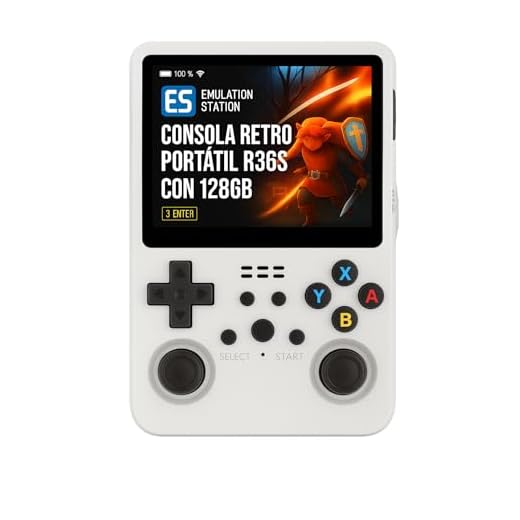Consola Retro R36S Portátil 128GB - 15.000+ titulos, Sistema Operatio ArkOS, Pantalla IPS 3.5", Multiples Sistemas incluidos, Batería 8h, Compatible con Multijugador Online
