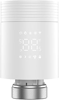 Heizkörperthermostat mit WLAN, Sprachbefehle, App-gesteuert, geräuschlose Funktionalität, lange Akkulaufzeit, programmierbarer 6-Perioden-Heizplan