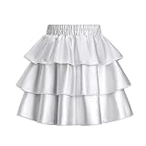 SUGARETTY Girls Silver Metallic Skirts Sparkly Shiny Layer Ruffle Skirt Party Outfits, Size 7