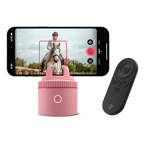 Pivo Equestrian Pod Auto Tracking Phone Holder Face Body & Horse Tracker 360 Rotation 6 Speed Stand for Video Recording with Remote Control (Pink)