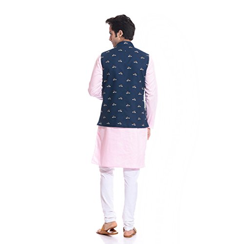 Pijama de algodón ropa de dormir hombre Royal Kurta conjunto chaqueta rosa 4