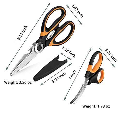 2 Pack Kitchen Shears Set Poultry Shears, Premium Heavy Duty Shears, Multi Purpose Strong Stainless Steel Kitchen Utility Scissors With Cover For Poultry, Fish, Meat, Vegetables Herbs, Bones #TOP1
