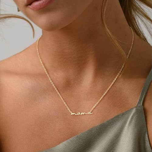 Moodear Mothers Day Gifts Mama Pendant Necklaces for Women - Dainty Small 18K Gold Plated Mom Necklace Non Tarnish Gift for Mom,New Mom Trendy3