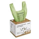 UFCOELPT 1.6 Gallon Compostable Food Scrap Bags with Handles, Small Biodegradable Countertop Bin Liners, Small Compost Bags for Kitchen, 55 Count, 6 Liter, Seeding Industrial Compost Certified