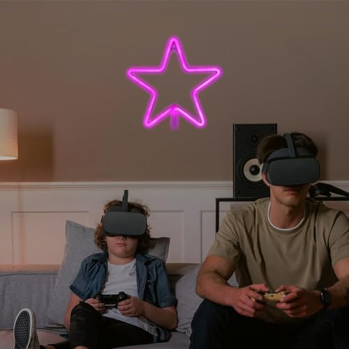 Image of Star Shape LED Light Neon Sign Neon Light for Birthday Party Living Room USB /Battery Powered Decorative Light for Home Bedroom(Pink)