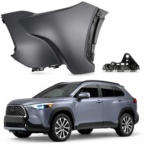 CHANGYA9 Front Driver Side LH Bumper Corner Cover with Bracket Fit for Toyota Corolla Cross 2022 2023 2024 2025 2026, Front Bumper Side Cover Matte Black, OEM 52113-0A908 521130A908 CY-COS22K02L-1 by CHANGYA9 - Used condition - US$50.16