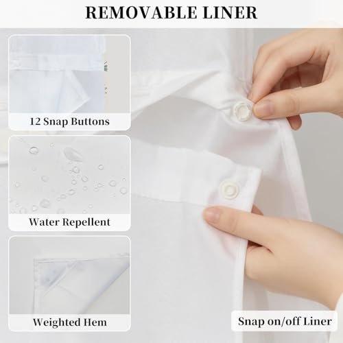 NAEMBCU No Hook Botanical Shower Curtain with Snap in Liner Set 71x74 Inch by NAEMBCU - Used condition - Image 4
