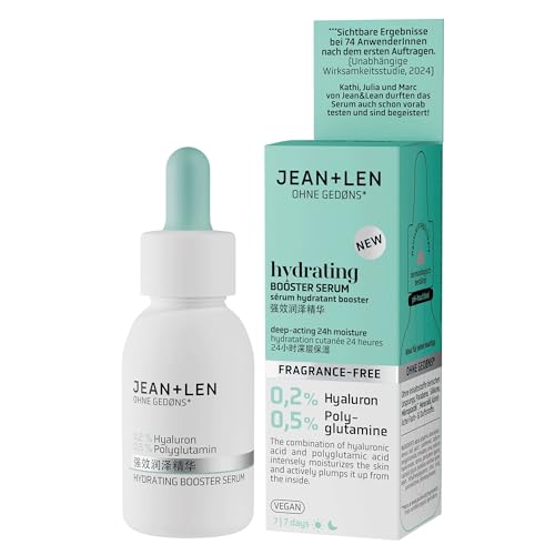 Jean & Len Hydrating Booster Serum, ideal para todo tipo de pieles, hidratación profunda 24 horas, suero facial ligero y sin perfume, vegano, 30 ml