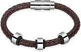 Cremation Necklace Yinplsmemory Bracelet Urne Funéraire Pour Cendres Pour Homme En Acier Inoxydable Personnalisé 3 Perles En Cuir Véritable Urne Souvenir Commémorative Pour Un Être Cher, Marron,