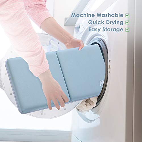 Baby Bath Kneeler and Elbow Rest, 1.5 inch Thick Non-Slip Bottom Kneeling Pad Chushion with 4 Pockets, Mumba Foldable Waterproof Bath Mat, Machine Washable and Hangable, Perfect Shower Gift - Thumbnail 5